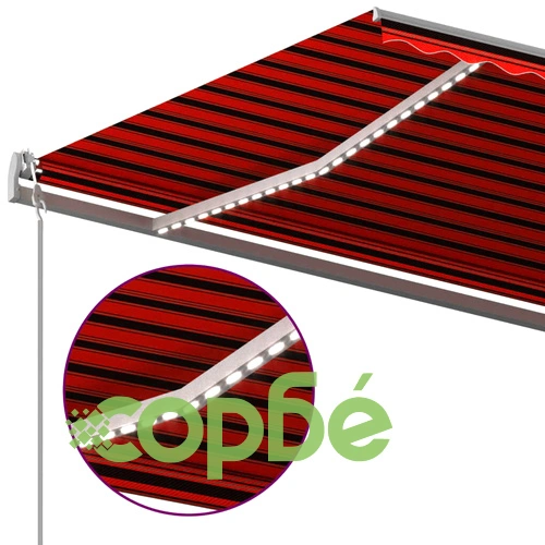 Автоматична тента с LED и сензор за вятър 5x3 м оранжево/кафяво ➤ топ цена ➤ sorbe.bg
