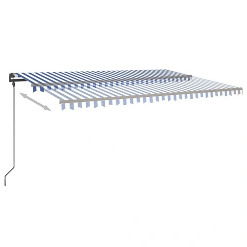 Автоматична тента с LED и сензор за вятър, 6x3 м, синьо и бяло ➤ топ цена ➤ sorbe.bg