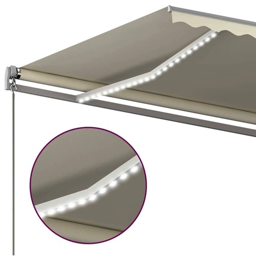 Автоматична тента с LED и сензор за вятър, 6x3 м, кремава ➤ топ цена ➤ sorbe.bg