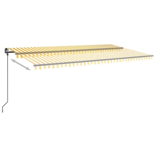 Автоматична тента с LED и сензор за вятър, 6x3 м, жълто и бяло ➤ топ цена ➤ sorbe.bg