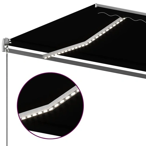 Автоматична тента с LED и сензор за вятър, 6x3 м, антрацит ➤ топ цена ➤ sorbe.bg