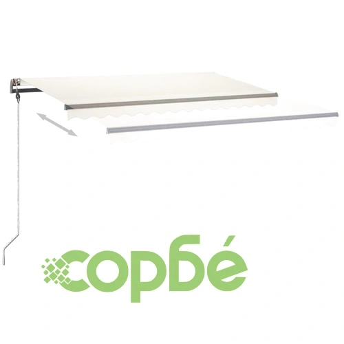 Ръчно прибиращ се сенник с LED, 4x3,5 м, кремав ➤ топ цена ➤ sorbe.bg