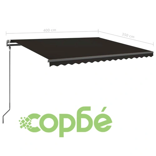 Ръчно прибиращ се сенник с LED, 4x3,5 м, антрацит ➤ топ цена ➤ sorbe.bg