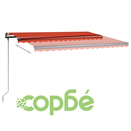Ръчно прибираща се тента с LED, 4x3,5 м, оранжево и кафяво ➤ топ цена ➤ sorbe.bg