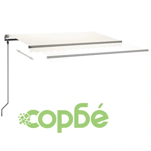 Автоматична тента с LED и сензор за вятър, 4x3,5 м, кремава ➤ топ цена ➤ sorbe.bg