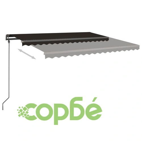 Автоматична тента с LED и сензор за вятър, 4,5x3,5 м, антрацит ➤ топ цена ➤ sorbe.bg