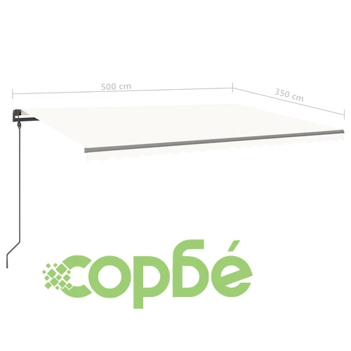 Ръчно прибиращ се сенник с LED, 5x3,5 м, кремав на топ цена от sorbe.bg Ръчно прибиращ се сенник с LED, 5x3,5 м, кремав ➤ топ цена ➤ sorbe.bg