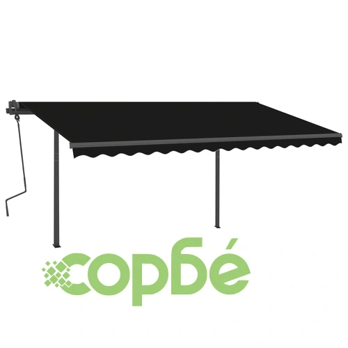 Ръчно прибиращ се сенник с LED, 5x3,5 м, антрацит ➤ топ цена ➤ sorbe.bg