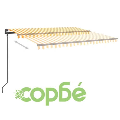 Автоматична тента с LED и сензор за вятър 5x3,5 м жълто и бяло ➤ топ цена ➤ sorbe.bg