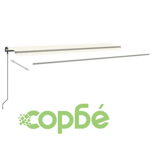 Автоматична тента с LED и сензор за вятър, 6x3,5 м, кремава ➤ топ цена ➤ sorbe.bg