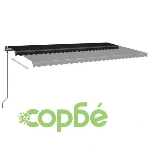 Автоматична тента с LED и сензор за вятър, 6x3,5 м, антрацит ➤ топ цена ➤ sorbe.bg