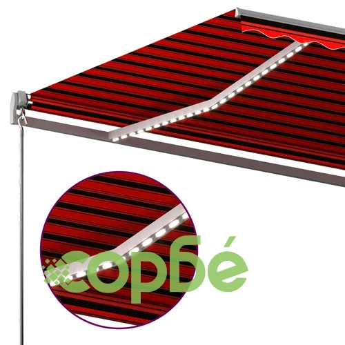 Автоматична тента LED и сензор за вятър 6x3,5 м оранжево/кафяво ➤ топ цена ➤ sorbe.bg