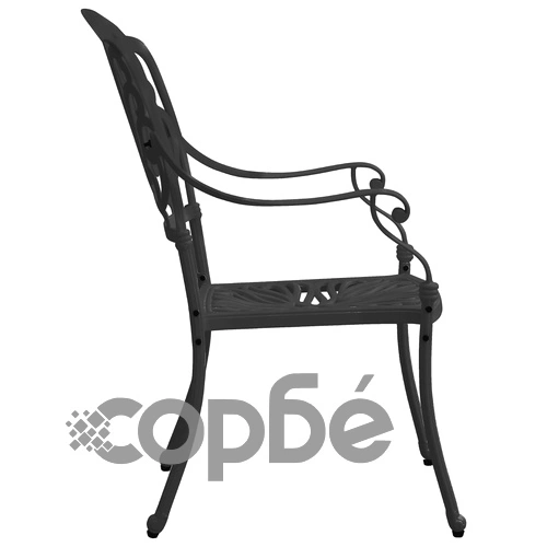 Бистро комплект, 3 части, лят алуминий, черен ➤ топ цена ➤ sorbe.bg
