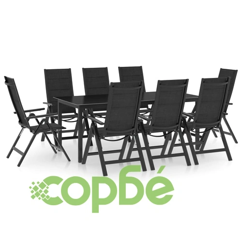 Градински трапезен комплект, 9 части, алуминий, антрацит ➤ топ цена ➤ sorbe.bg