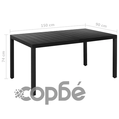 Градински трапезен комплект, 7 части, алуминий, черен ➤ топ цена ➤ sorbe.bg