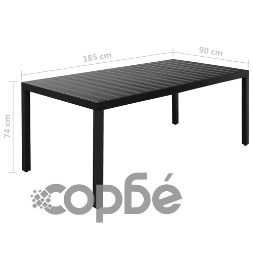 Градински трапезен комплект, 9 части, алуминий, черен ➤ топ цена ➤ sorbe.bg