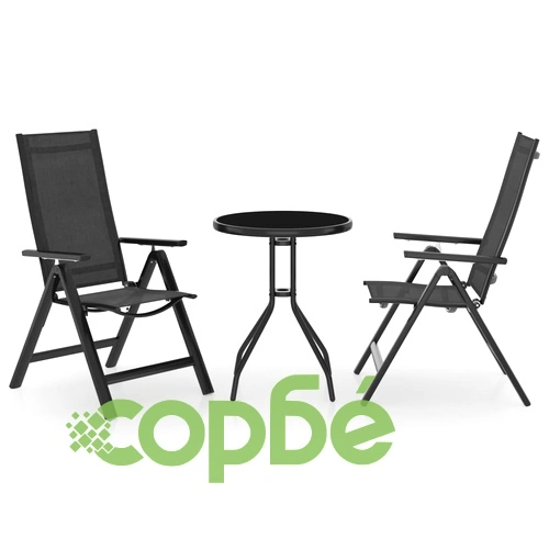 Бистро комплект от 3 части, черно и антрацит ➤ топ цена ➤ sorbe.bg