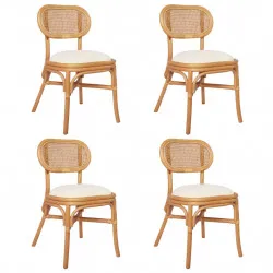 Трапезни столове, 4 бр, тапицерия от лен