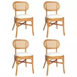 Трапезни столове, 4 бр, светлокафяви, лен