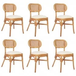 Трапезни столове, 6 бр, тапицерия от лен