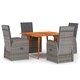 Градински трапезен комплект, 5 части, сив