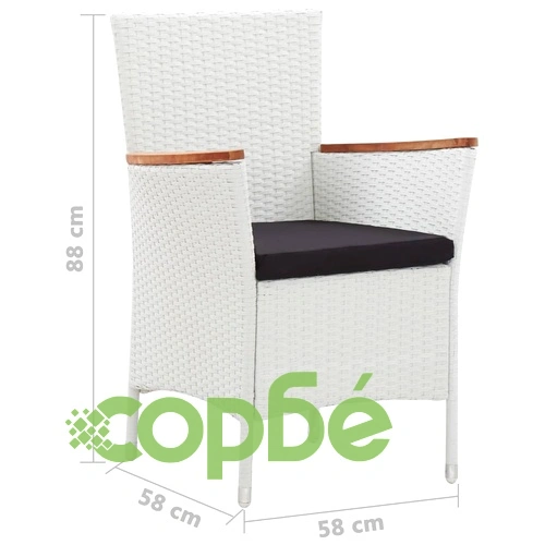 Градински трапезен комплект, 7 части, бял ➤ топ цена ➤ sorbe.bg