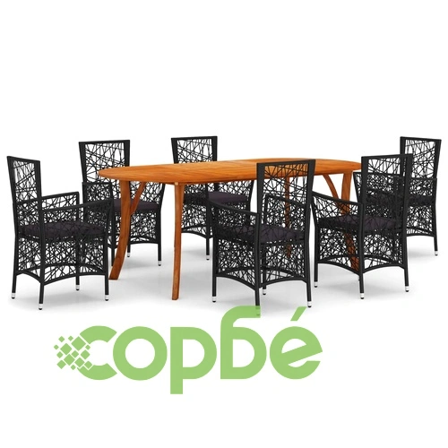 Градински трапезен комплект, 7 части, черен ➤ топ цена ➤ sorbe.bg