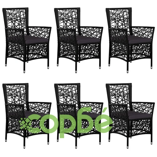 Градински трапезен комплект, 7 части, черен ➤ топ цена ➤ sorbe.bg