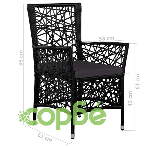 Градински трапезен комплект, 7 части, черен ➤ топ цена ➤ sorbe.bg