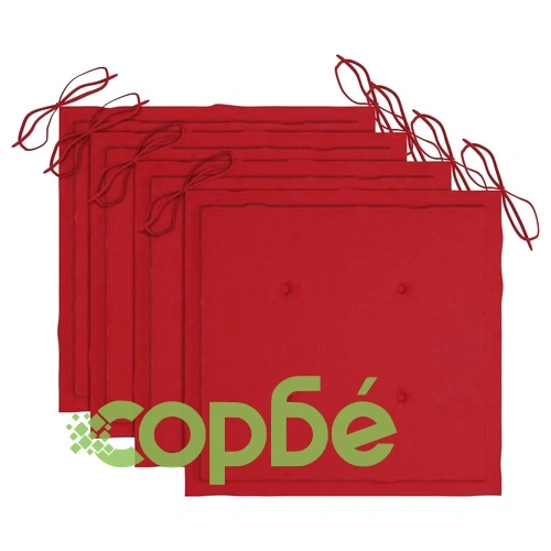 Сгъваеми градински столове с възглавници, 4 бр, тик масив ➤ топ цена ➤ sorbe.bg