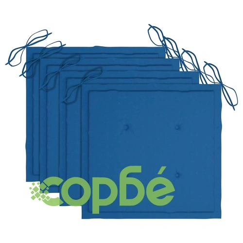 Сгъваеми градински столове с възглавници, 4 бр, тик масив ➤ топ цена ➤ sorbe.bg