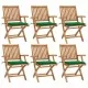 Сгъваеми градински столове с възглавници, 6 бр, тик масив