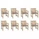 Градински столове, 8 бр, възглавници на сиво каре, тик масив