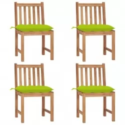 Градински столове 4 бр с възглавници тиково дърво масив