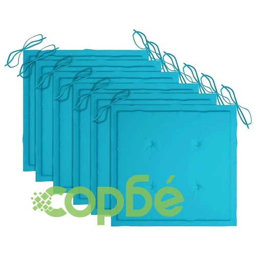 Градински столове, 6 бр, с възглавници, тиково дърво масив ➤ топ цена ➤ sorbe.bg