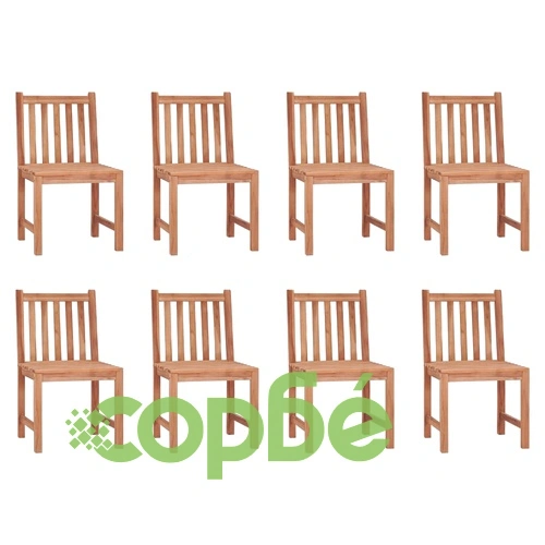 Градински столове, 8 бр, с възглавници, тиково дърво масив ➤ топ цена ➤ sorbe.bg