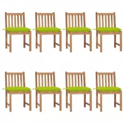 Градински столове 8 бр с възглавници тиково дърво масив