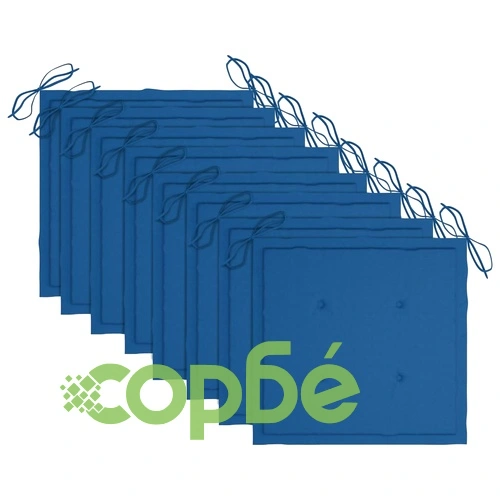 Стифиращи градински столове с възглавници 8 бр тик масив ➤ топ цена ➤ sorbe.bg