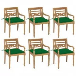 Столове Батавия с възглавници, 6 бр, тиково дърво масив