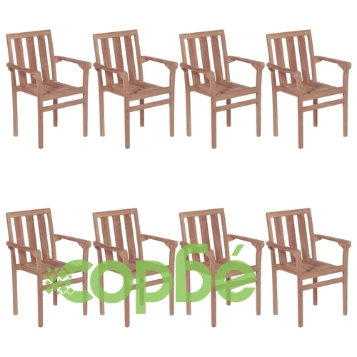 Стифиращи градински столове с възглавници, 8 бр, тик масив ➤ топ цена ➤ sorbe.bg