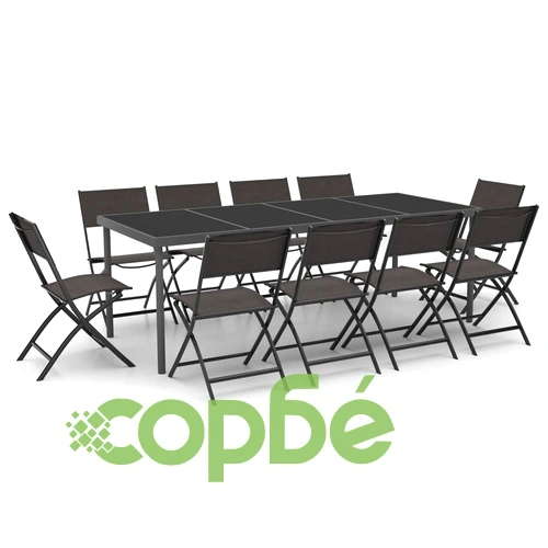 Градински трапезен комплект, 11 части, стомана ➤ топ цена ➤ sorbe.bg
