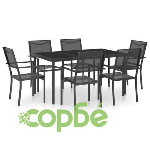 Градински трапезен комплект, 7 части, стомана ➤ топ цена ➤ sorbe.bg