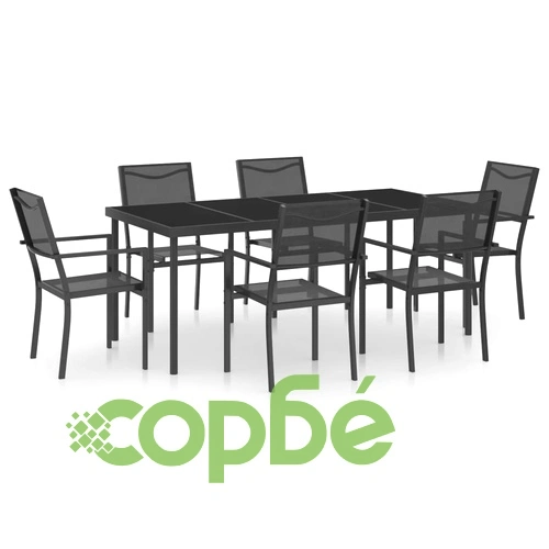 Градински трапезен комплект, 7 части, стомана ➤ топ цена ➤ sorbe.bg