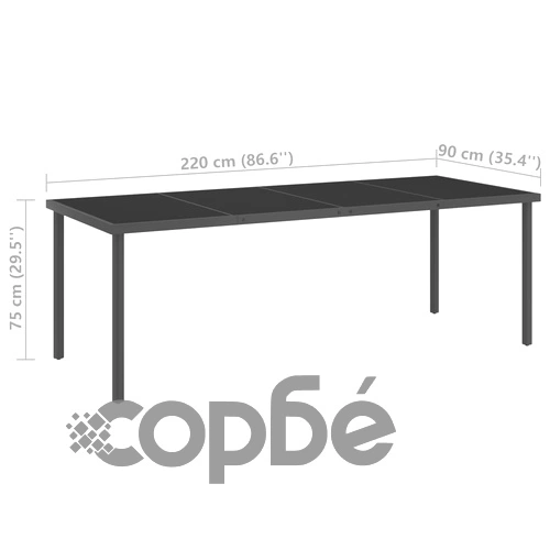 Градински трапезен комплект, 7 части, стомана ➤ топ цена ➤ sorbe.bg