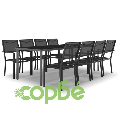 Градински трапезен комплект, 9 части, стомана ➤ топ цена ➤ sorbe.bg