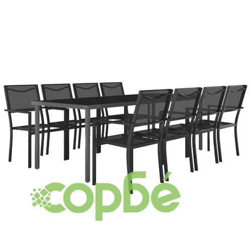 Градински трапезен комплект, 9 части, стомана ➤ топ цена ➤ sorbe.bg