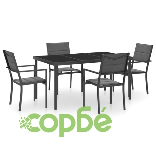 Градински трапезен комплект, 5 части, стомана ➤ топ цена ➤ sorbe.bg