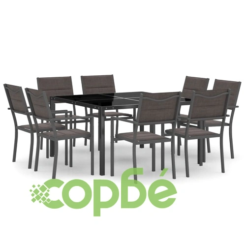 Градински трапезен комплект, 9 части, стомана ➤ топ цена ➤ sorbe.bg