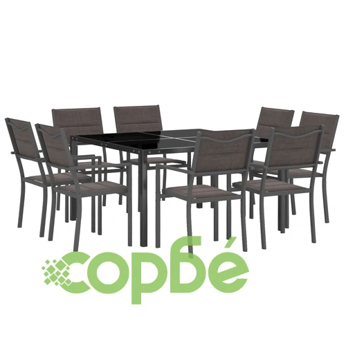 Градински трапезен комплект, 9 части, стомана ➤ топ цена ➤ sorbe.bg