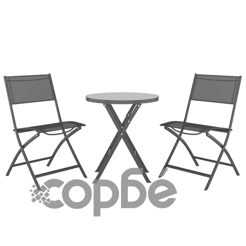 Сгъваем бистро комплект от 3 части, стомана, сив ➤ топ цена ➤ sorbe.bg